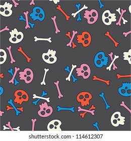 Cute seamless pattern with skulls