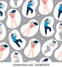 Cute seamless pattern of sleeping people vector