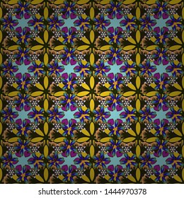Cute seamless pattern in small flower. Vector little flowers. The elegant the template for fashion prints. Ditsy floral style in blue, gray and yellow colors.