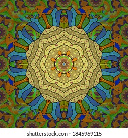 Cute seamless pattern with a small flower in a vintage style. Vector illustration. Bright bouquets on a fashion grunge background. Blossoming background for printing on fabric, wallpaper and paper.