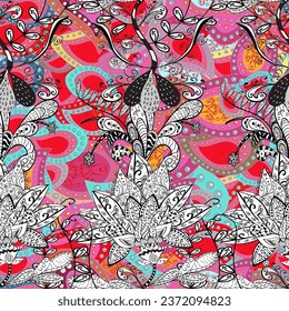 Cute seamless pattern with a small flower in a vintage style. Bright bouquets on a fashion grunge background. Blossoming background for printing on fabric, wallpaper and paper. vector illustration 