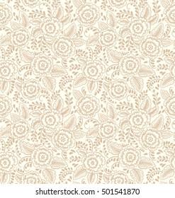 Cute seamless pattern in small flower. Small beige flowers. White background. Ditsy floral style. The elegant the template for fashion prints.
