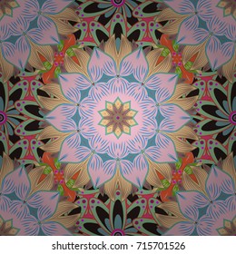 Cute seamless pattern with a small flower in a vintage style. Bright bouquets on a fashion grunge background. Blossoming background for printing on fabric, wallpaper and paper. Vector illustration.