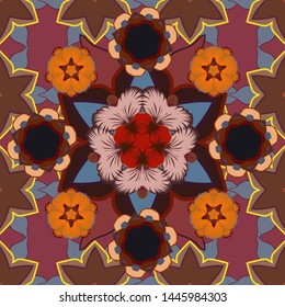 Cute seamless pattern in small flowers. Vector small flowers in red, orange and brown colors. The elegant the template for fashion prints. Ditsy floral style.