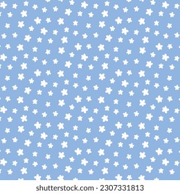 Cute seamless pattern with small flowers. Vector illustration. Kids minimalist print with daisies. Flat style. Spring pattern with blooming flowers.