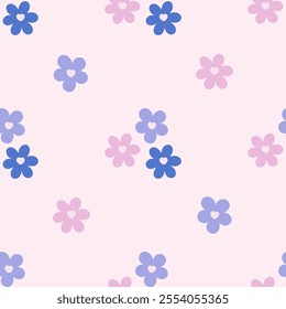 Cute seamless pattern with small flowers. Vector Pastel background. Valentines day and love