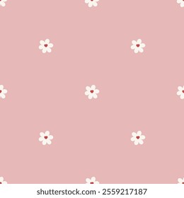Cute seamless pattern with small flowers. Vector Pastel background. Valentines day and love
