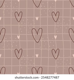 Cute seamless pattern with small hearts. Vector Pastel background. Valentines day and love