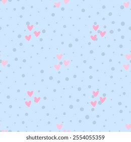 Cute seamless pattern with small hearts. Vector Pastel background. Valentines day and love