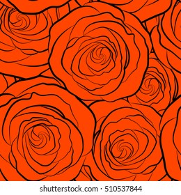 Cute seamless pattern in small monochrome rose flowers. Small red flowers. Spring vector floral background. The elegant template for fashion prints.