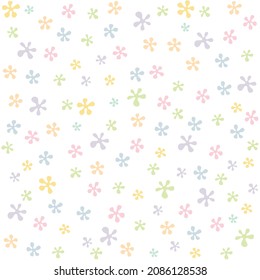 Cute seamless pattern with small pastel flowers on whiy background. Floral background. Designs used in textile, fabric, publication, gift wrapping, wallpapper, vector illustration