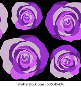 Cute seamless pattern in small rose flowers. Small violet flowers on a black background. Spring vector floral background. The elegant template for fashion prints.