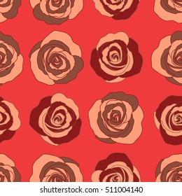 Cute seamless pattern in small rose flowers. Small red flowers. Spring vector floral background. The elegant template for fashion prints.