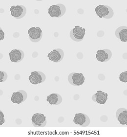 Cute seamless pattern in small rose flowers. Small gray rose flowers. Vector seamless floral pattern.