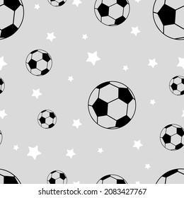 Cute seamless pattern with soccer balls.