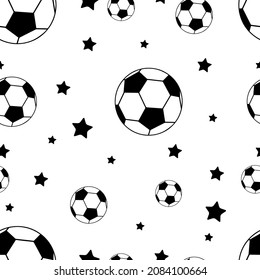 Cute seamless pattern with soccer balls.