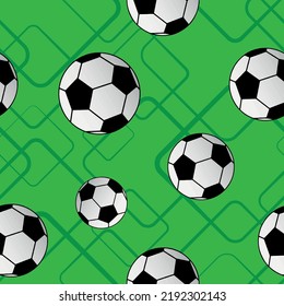 Cute seamless pattern with soccer balls.