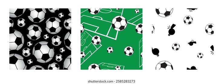 Cute seamless pattern with soccer balls.