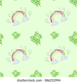 Cute seamless pattern with St. Patrick's day elements