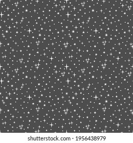 Cute seamless pattern with stars. Hand drawn space background. Night sky. Vector illustration