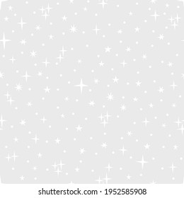 Cute seamless pattern with stars. Night sky. Hand drawn space on gray background. Vector illustration