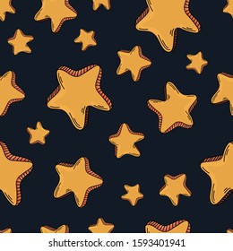 Cute seamless pattern. Stars on black background.  Pattern for cloth, textile, cover, wrapping paper, web, printing, wallpaper, fabric, and textile.