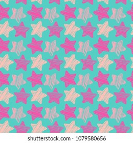 Cute seamless pattern with stars, vector. Baby texture with stars. Use for textile patterns, packaging design, wrapping paper, wallpaper, backdrop, 
decor in the children's room and more