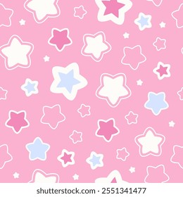 Lindo patrón sin fisuras con estrellas. Vector de fondo rosa. Textura para impresión, textil, tela.