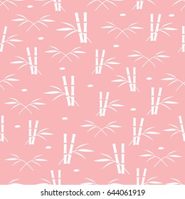 Cute seamless pattern with stones and bamboo leaves and stems. Design for poster or print.