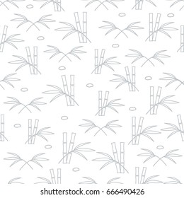 Cute seamless pattern with stones and bamboo leaves and stems. Design for poster or print.