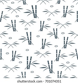Cute seamless pattern with stones and bamboo leaves and stems. Design for poster or print.