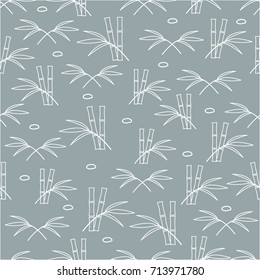 Cute seamless pattern with stones and bamboo leaves and stems. Design for poster or print.