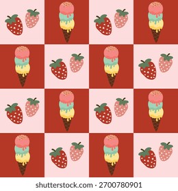 Lindo patrón sin fisuras con helado de fresas