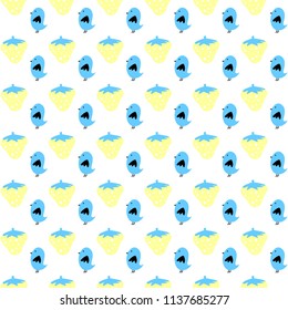 Cute seamless pattern of strawberry and bird. Perfect for fabrics, kids clothing, pajamas