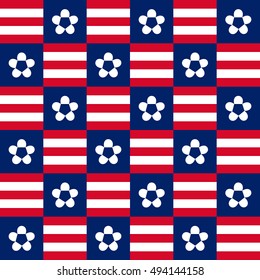 Cute seamless pattern in the style of the USA flag. 