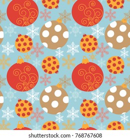Cute seamless pattern with a stylized Christmas balls