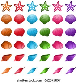 Cute seamless pattern with summer symbols. Shells, starfish. hand-drawn illustration.