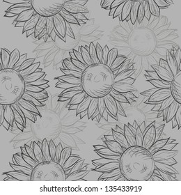 cute seamless pattern with sunflowers. Abstract gray, black and white. Many similarities to the author's profile.