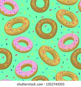 Cute seamless pattern with sweet donuts