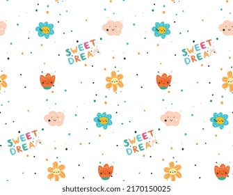 cute seamless pattern sweet dream
