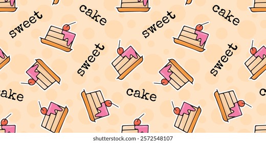 cute seamless pattern with sweets. Print with cakes. vector. Seamless pattern. Drawing with ice cream. Sweet pattern. Background for ice cream. Wallpaper for a pastry shop. 