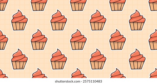 cute seamless pattern with sweets. Print with cakes. vector. Seamless pattern. Drawing with ice cream. Sweet pattern. Background for ice cream. Wallpaper for a pastry shop.