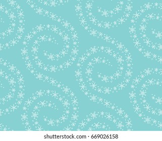 Cute seamless pattern. Swirls made of snowflakes and Icicles. Vector illustration.
