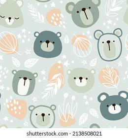 Cute Seamless pattern teddy bear for Wallpaper, background, textile or nursery 