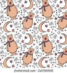 Cute seamless pattern with a teddy bear