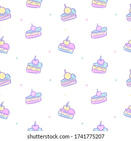 Cute seamless pattern for tennis. Background with cakes for textile design, kids birthday invitations.