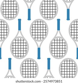 Cute seamless pattern with tennis rackets. Sport equipment print.