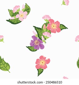 Cute seamless pattern for textile, delicate flowers on a white background.