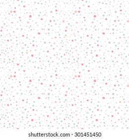 Cute seamless  pattern or texture with colorful polka dots on white background. Used for kids background, blog, web design, scrapbooks, party or baby shower invitations and wedding cards.