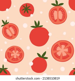 Tomates de patrón sin costura para papel de escritorio, fondo, textil, envoltura, tarjeta de saludo o guardería 